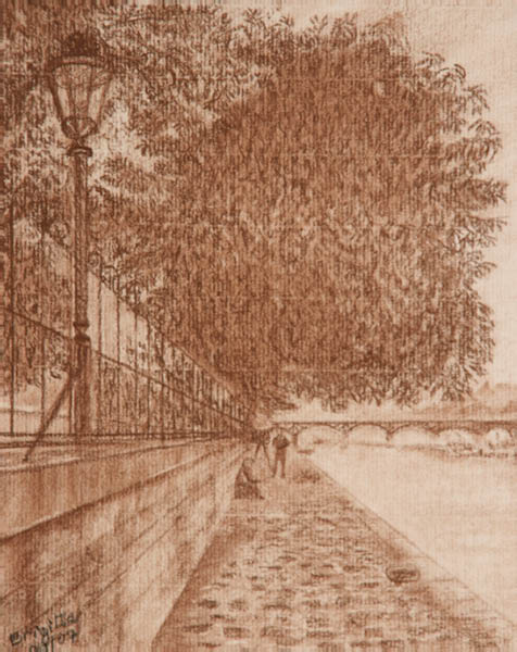 Etude au sépia - Le quai