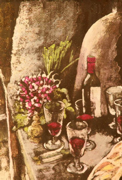 Etude à la gouache et à l'encre de chine - Verres de vin