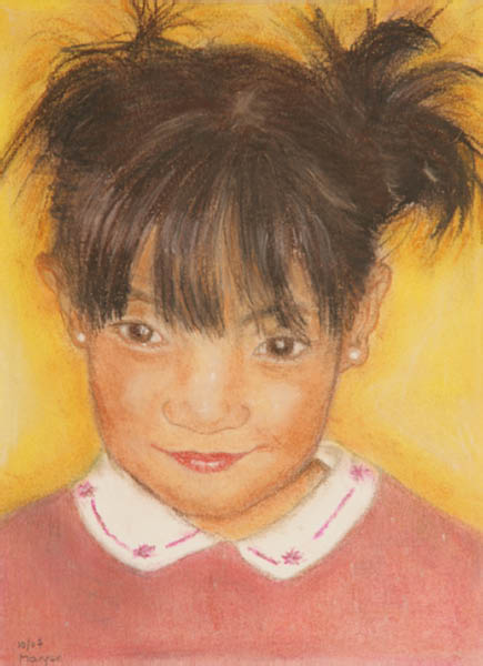 Portrait au pastel sec - Petite fille
