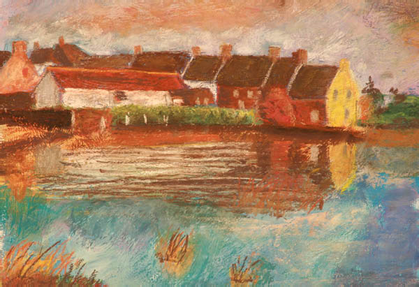 Etude au pastel sur gouache - Paysage breton