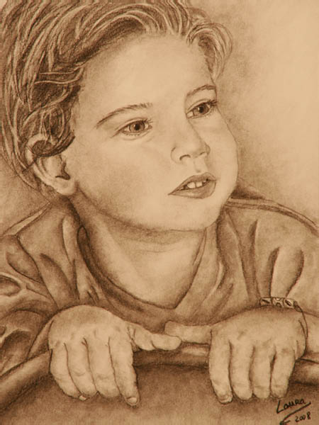 Portrait au fusain - Enfant
